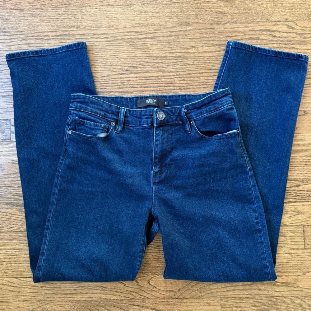 Hudson Los Angeles High Waisted Dark Wash Straight Leg Jeans Size 8